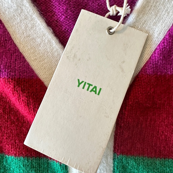 YITAI Stripe Cardigan with Flower Buttons – L (Cream/Pink/Green/Blue/Orange Mult - Picture 4 of 7